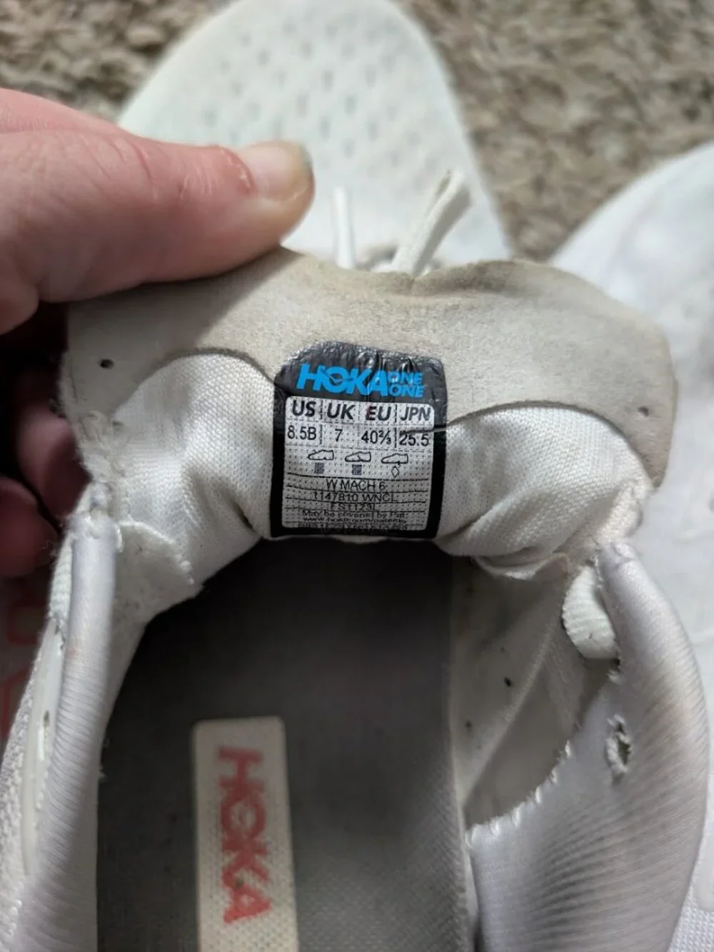 Hoka Mach 6 White Nectar Blue Running Shoes Women's Size 8.5 B 1147810 WNCL